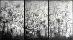Quentin Spohn, Sans titre, 2018, graphite et acrylique sur papier, 330 x 190 cm