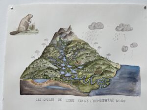Suzanne Husky, Les cycles de l’eau dans l’hémisphère nord, 2022, aquarelle sur papier © Courtesy Galerie Alain Gutharc