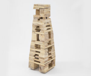 Tatiana Wolska, One pallet sculpture, 2016, Recycled wood pallet, nails and screws, 89 x 15 x 21 cm (courtesy of the artist and Irène Laub gallery)